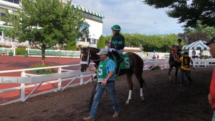 Federal Dominance, with Nik Juarez up, in race 12 at Monmouth Park on June 15, 2019 (Chris Driscoll)