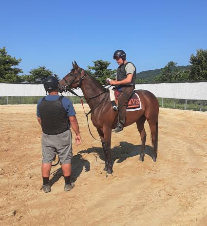 Giuliana Vee trains at Penn National on July 2, 2020 (Mark Salvaggio)