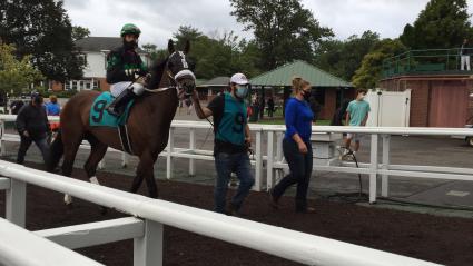 Highwaytwentyseven, with Antonio Gallardo up, in race 13 on Sunday August 16, 2020 (Christopher Driscoll)