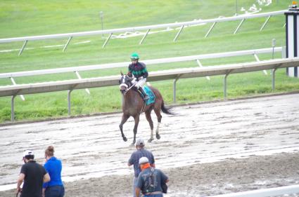 Highwaytwentyseven, with Antonio Gallardo up, in race 13 on Sunday August 16, 2020 (Christopher Driscoll)