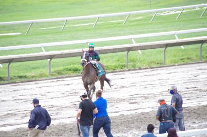 Highwaytwentyseven, with Antonio Gallardo up, in race 13 on Sunday August 16, 2020 (Christopher Driscoll)