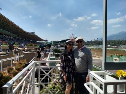 Kenwood Racing co-owners cheering on More Ice in the Santa Anita Derby from our private suite on April 6, 2019