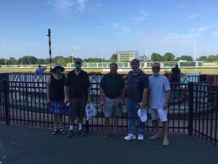 Kenwood team on hand to cheer on Life on the Edge's big win in race 3 at Monmouth Park on Friday, July 31, 2020