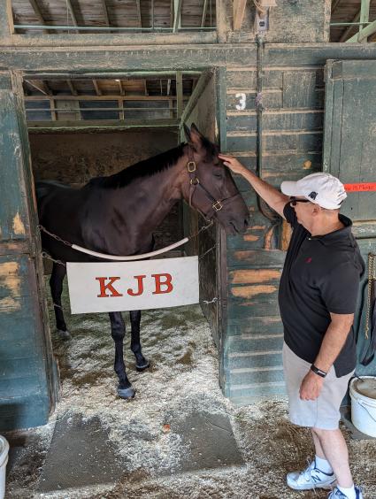 Outlaw Country in his stall at Monmouth Park