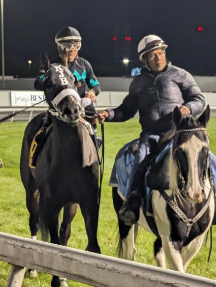 Outlaw Country, with Nik Juarez up, wins Race 2 at The Meadowlands at Monmouth Park on Friday, October 13, 2023 (Scott Schaub)