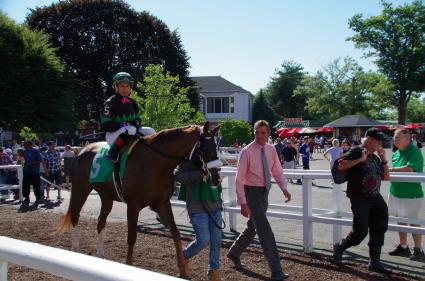 Kitten's Joy filly Vibrant Spirit, with Eric Cancel in the saddle, for race 10 at Monmouth Park on July 8, 2018